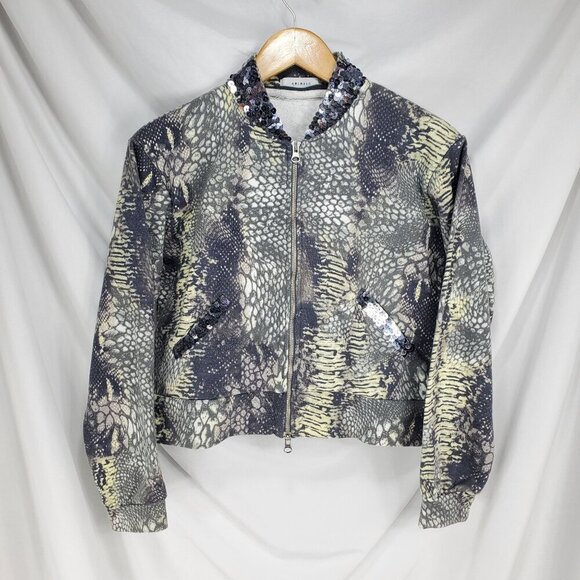 Animale Jackets & Blazers - Animale Women's Multicolor Bomber Jacket Animal Print Sequin Size Medium (C-8)